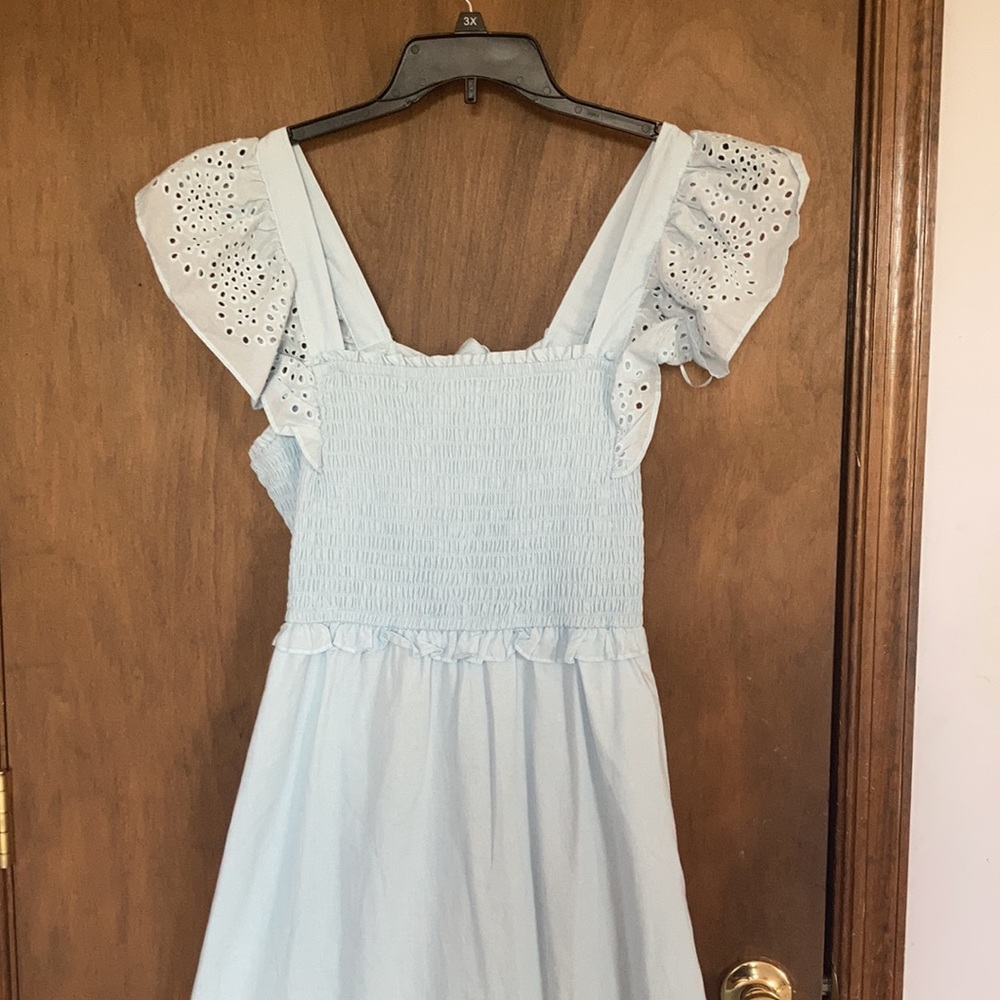 Relisted LC Lauren Conrad floral eyelet detail smock top tie back dress XL XXL - Picture 6 of 17